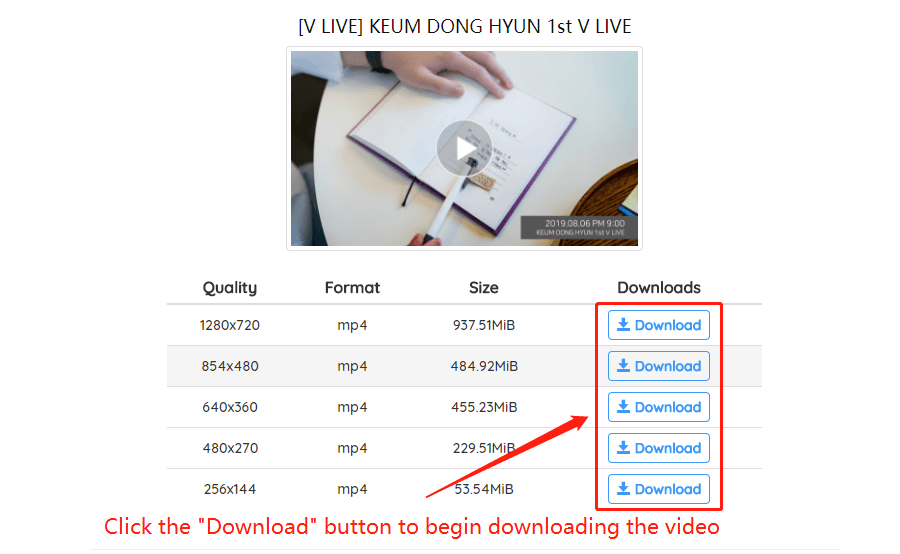 Download the Vlive Video Wizard, step 3